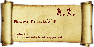 Medve Kristóf névjegykártya
